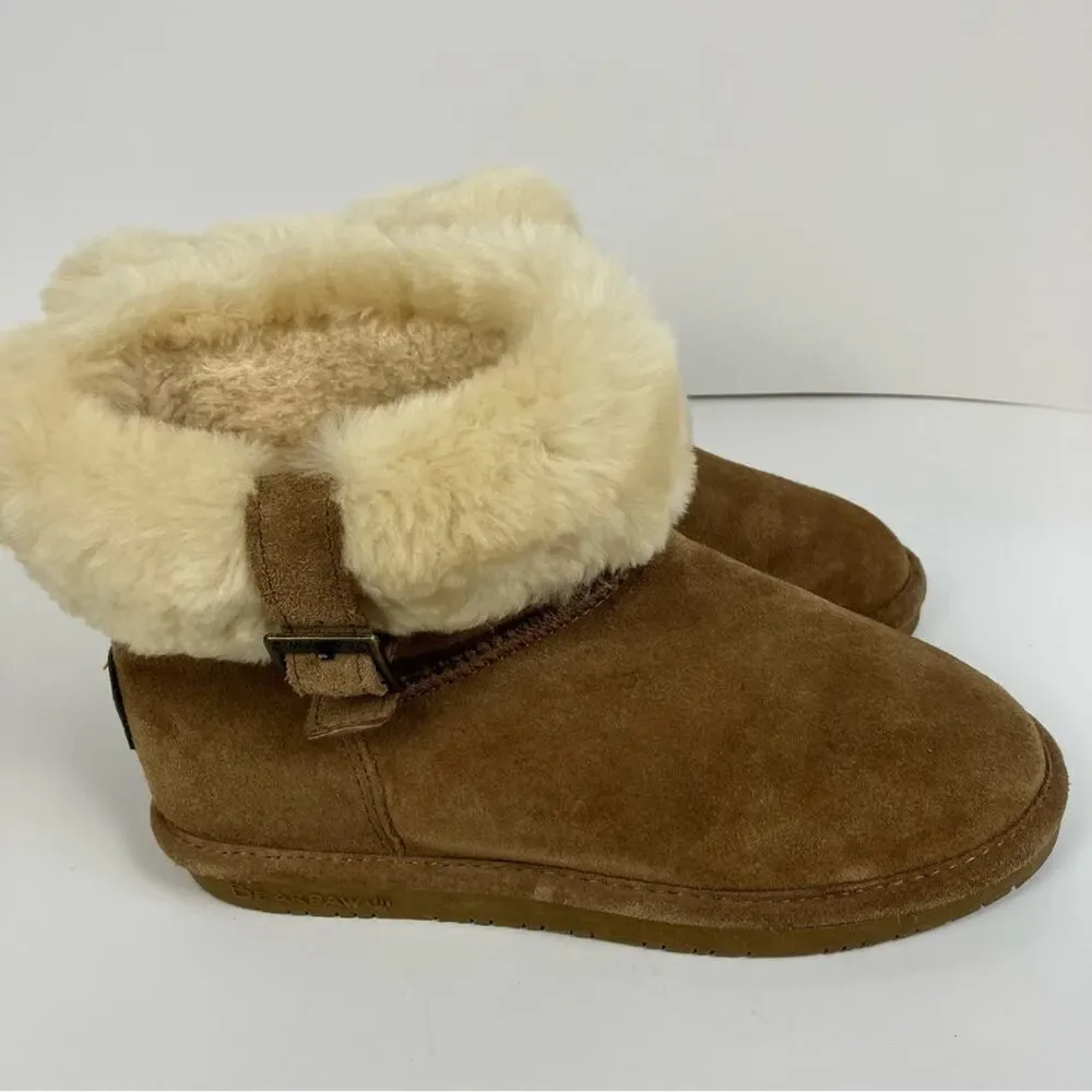 Bearpaw Abby Sheepskin Lined Hickory Winter Boots Ankle Buckle Size 7